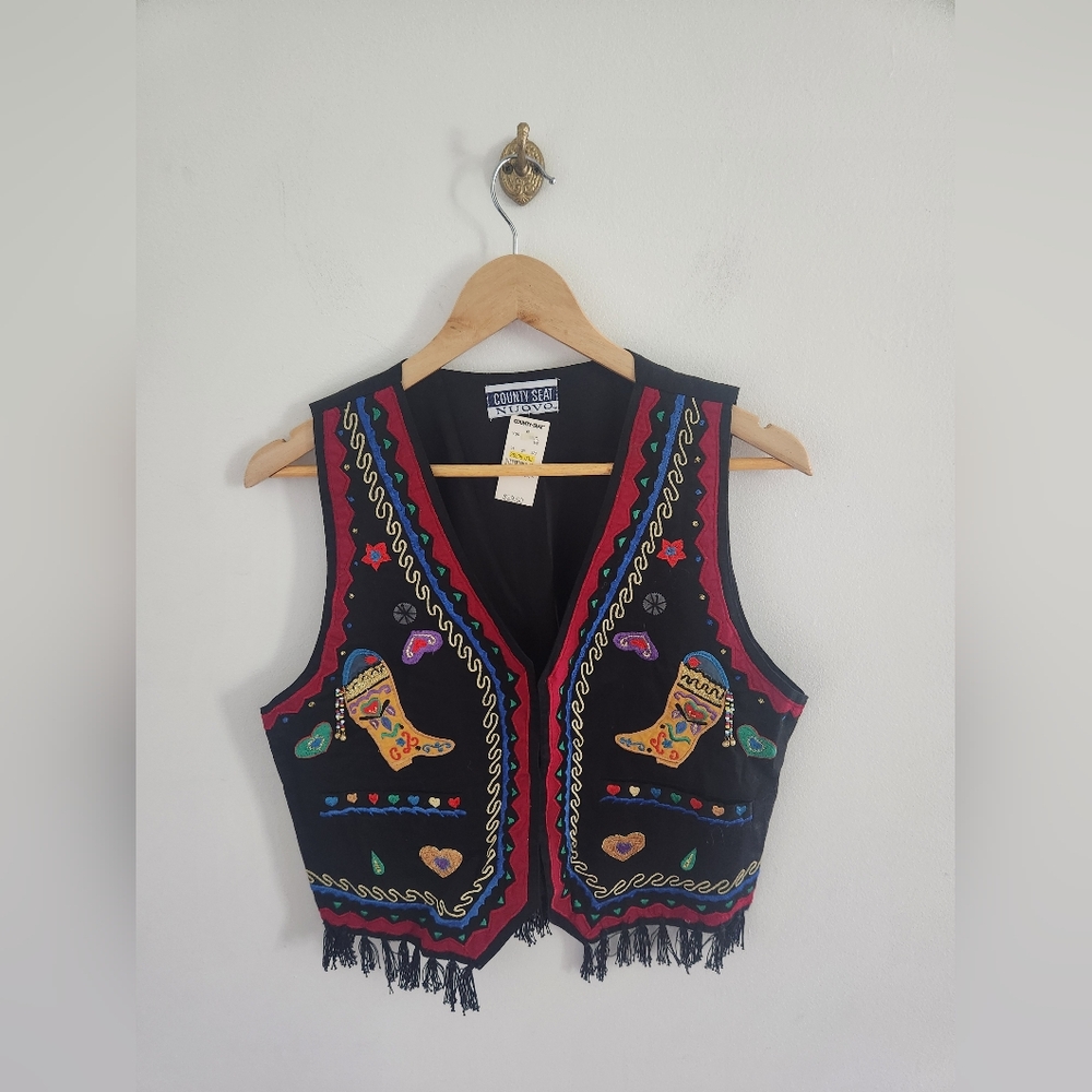 NWT Vintage County Seat Nuovo Colorful Western Vest Size Medium